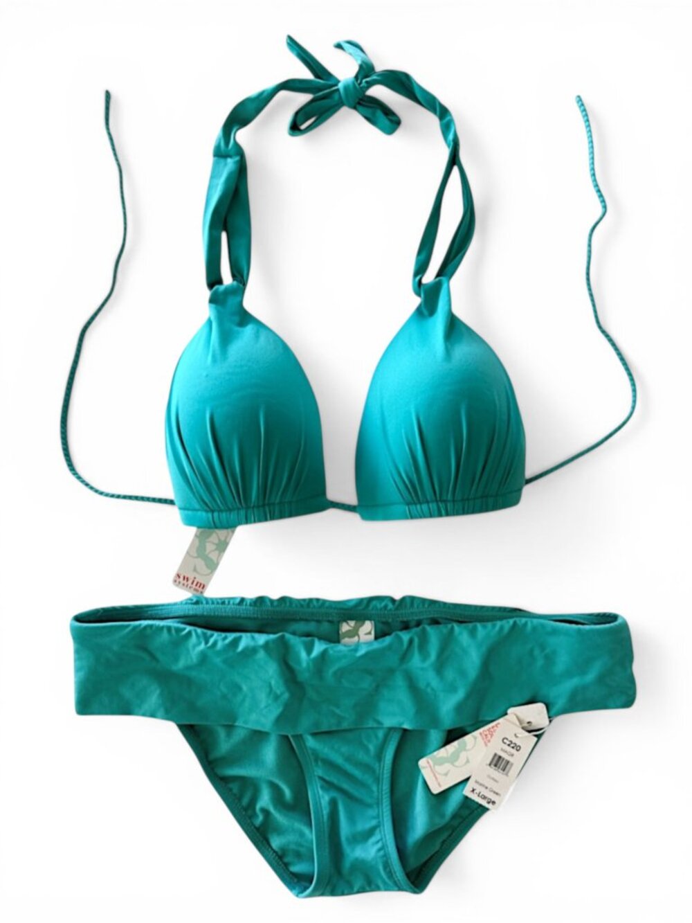 Swim Systems Marine Green 2 Piece Outlaw Bikini NWT New D Cup Top - XL Bottoms